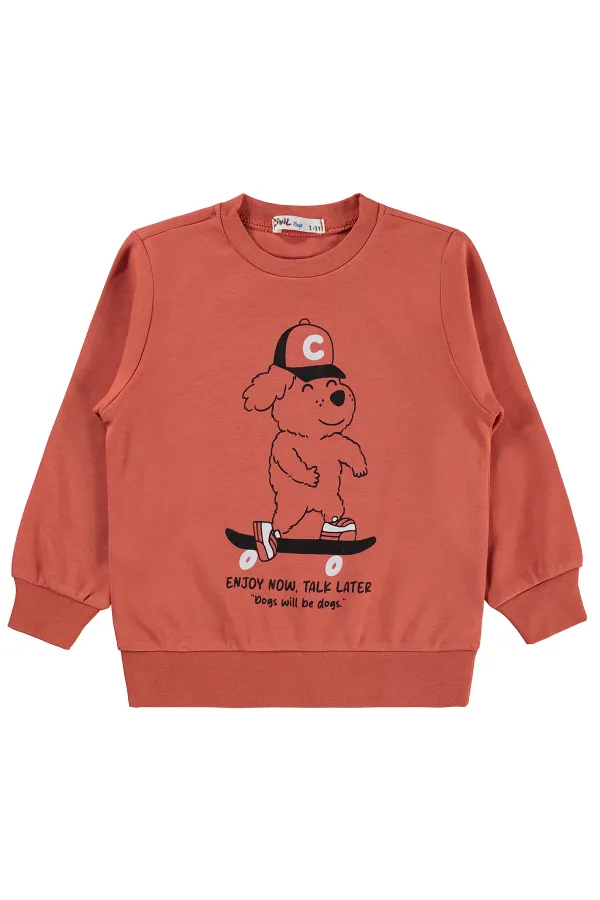 Sweat-shirt garçon Km 2-5 ans Orange foncé - Emballage