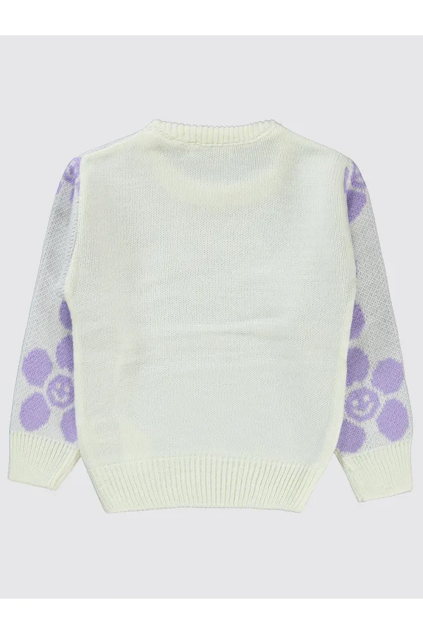 Pull pour fille de 2 à 5 ans, écru-lilas - Emballage