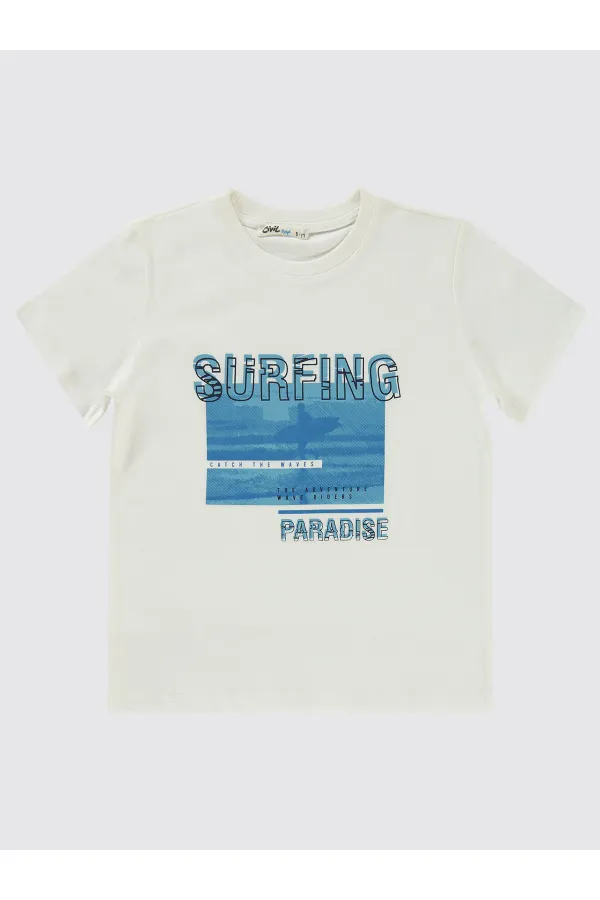 T-shirt garçon 6-9 ans écru - Emballage