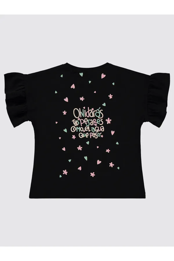 Girls T-Shirt 6-9 Years Old Black - Pack