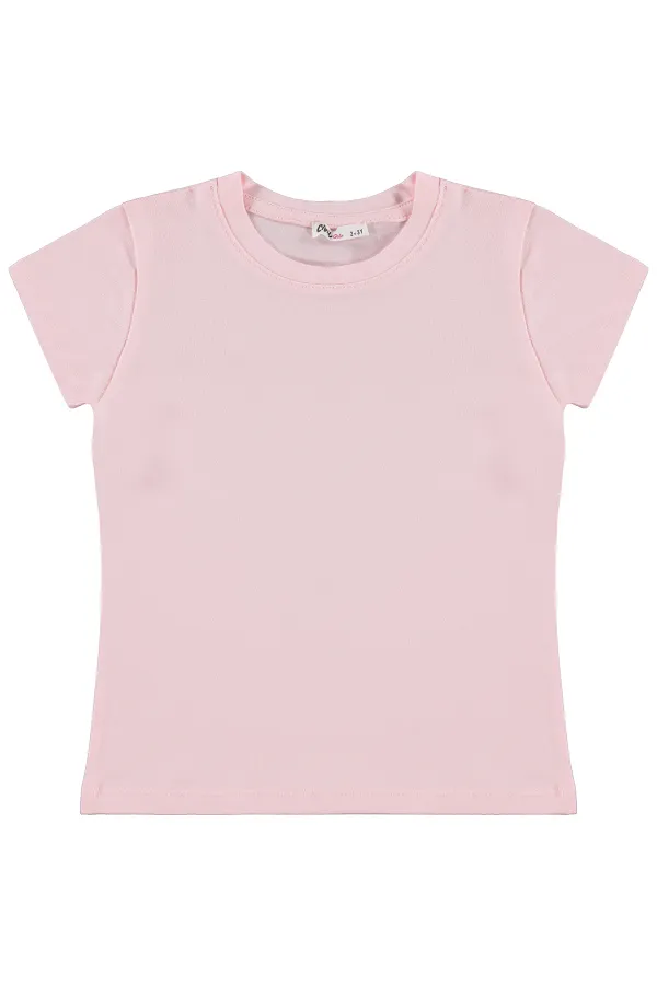 Kız Çocuk Tişört Km 2-5 Yaş Pembe Şerbet - Paket