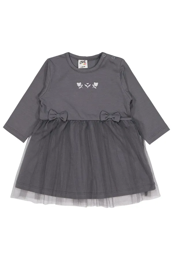 Bebek Jile ve Elbise 0-24 Ay Koyu Gri - Paket