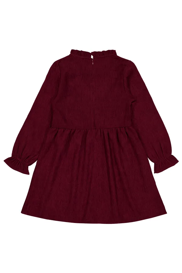 Ensemble gilet et robe bordeaux pour fille de 6 à 9 ans - Pack