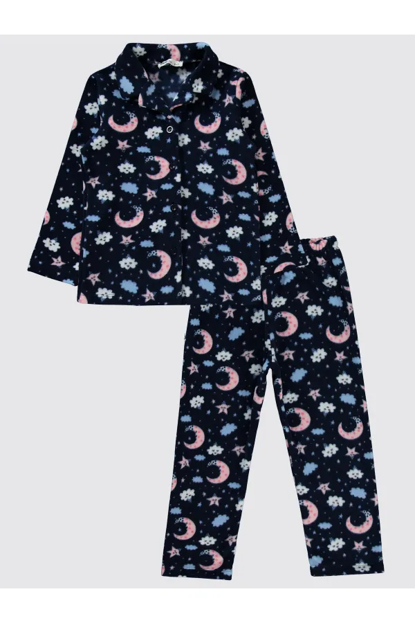 Kız Çocuk Pijama Takımı 10-13 Yaş Lacivert - Paket