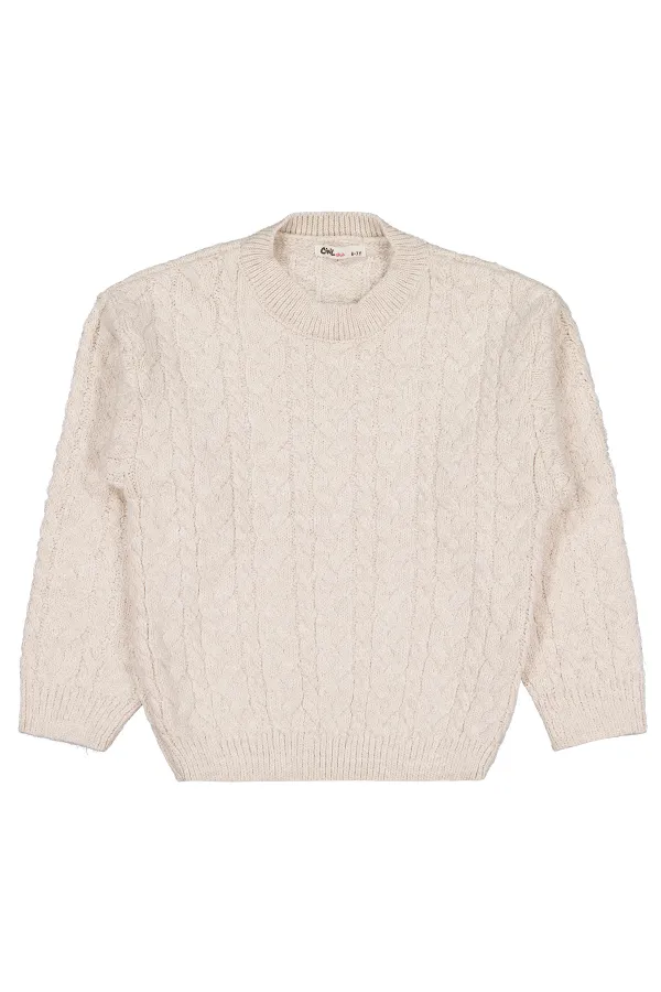 Kız Çocuk Kazak 6-9 Yaş Bej - Paket