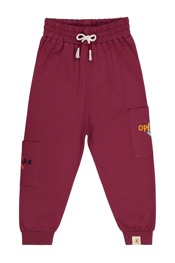 Bas de survêtement garçon 6-9 ans bordeaux - Lot