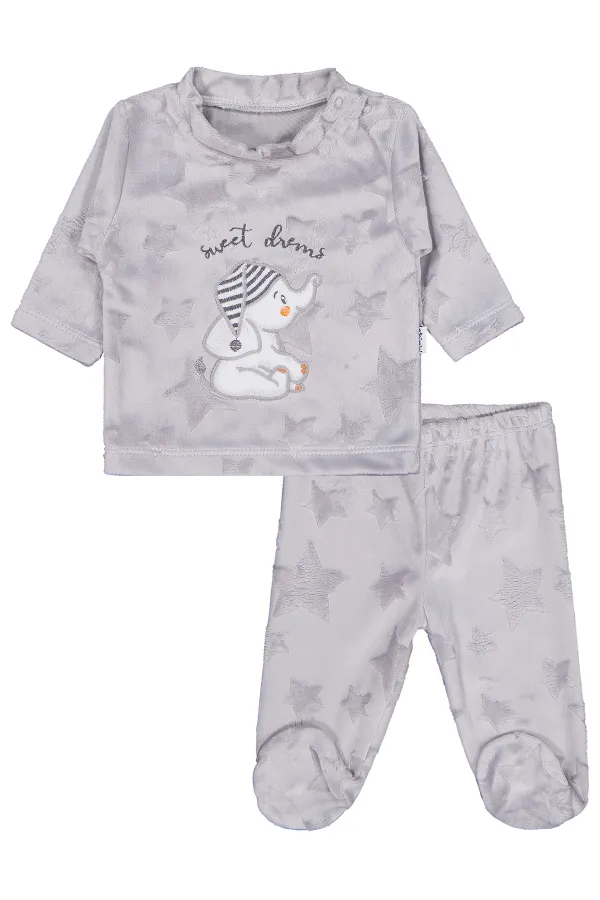 Bebek Pijama Takımı 0-24 Ay Gri - Paket