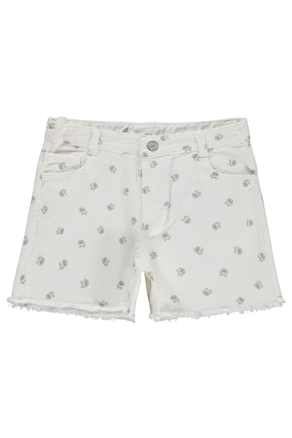 Kız Çocuk Şort 6-9 Yaş Kırık Beyaz - Paket