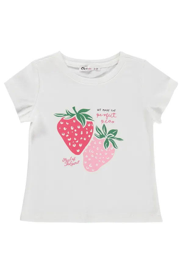 Kız Çocuk Tişört Km 2-5 Yaş Kırık Beyaz - Paket