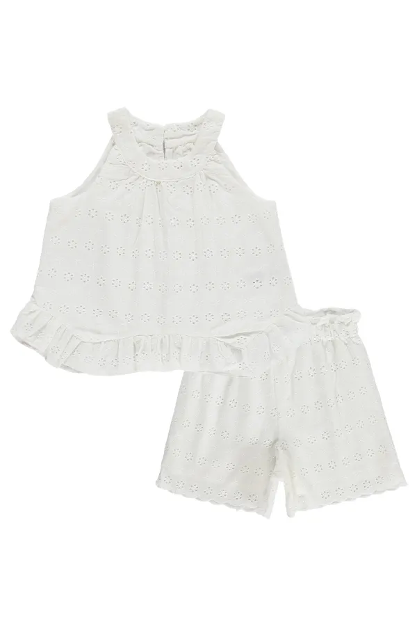 Kız Çocuk Takım 6-9 Yaş Kırık Beyaz - Paket