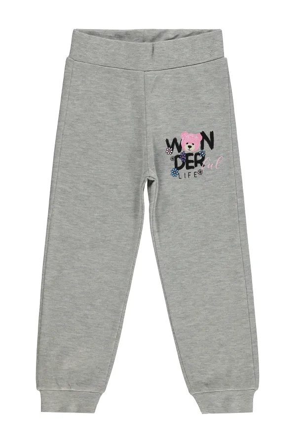 Girls' Sweatpants, 2-5 Years Old, Melange Grey - Package