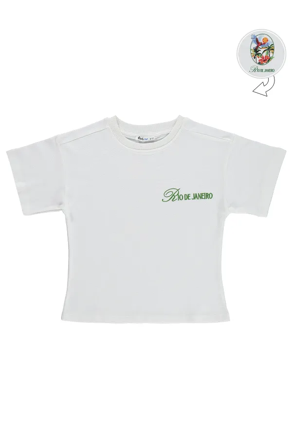 T-shirt garçon, 10-13 ans, blanc cassé - Emballage