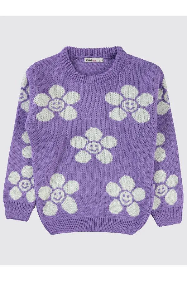Pull pour fille 6-9 ans, couleur lilas métallisé - Emballage