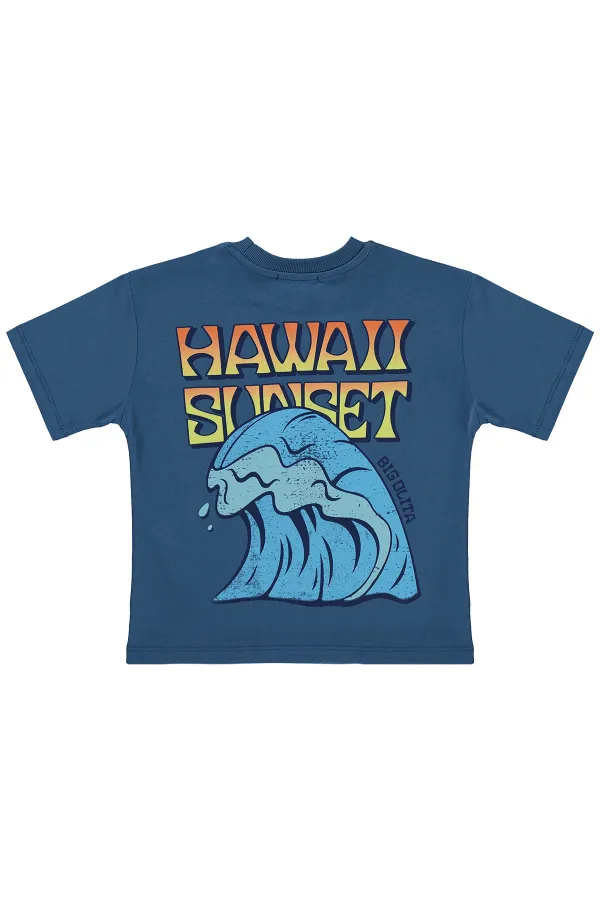 T-shirt garçon 6-9 ans - Bleu pétrole - Lot