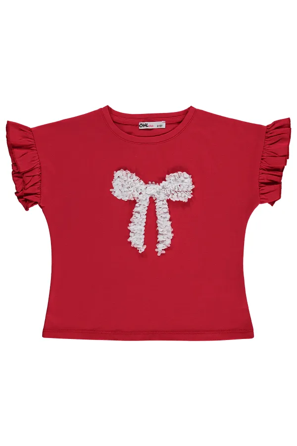 Lot de t-shirts rouges pour filles, 6-9 ans