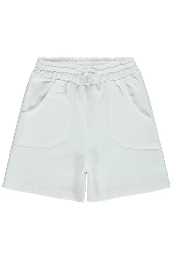 Kız Çocuk Şort 6-9 Yaş Kırık Beyaz - Paket