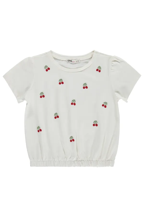 Kız Çocuk Tişört 6-9 Yaş Ekru - Paket