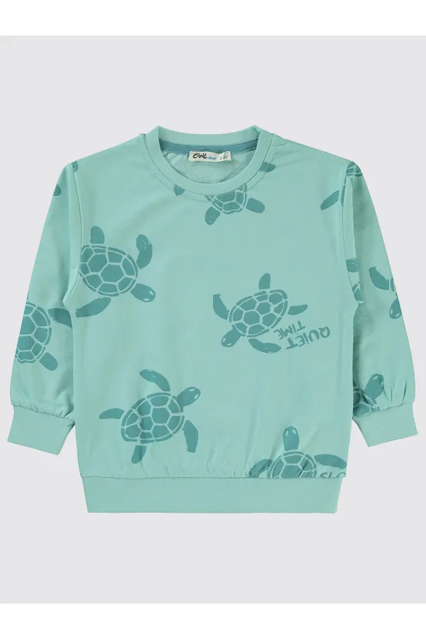 Erkek Çocuk Sweatshirt 2-5 Yaş Turkuaz - Paket