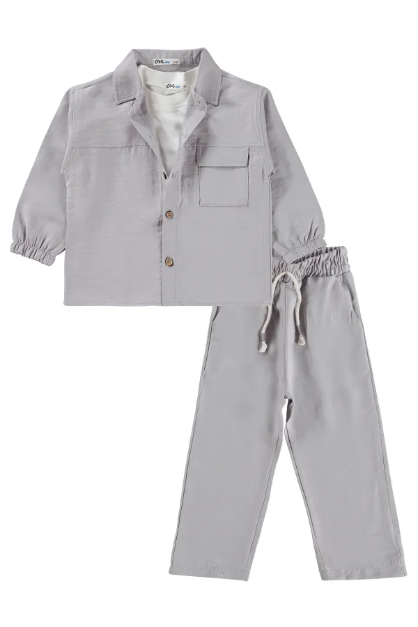 Erkek Çocuk Takım 2-5 Yaş Gri - Paket