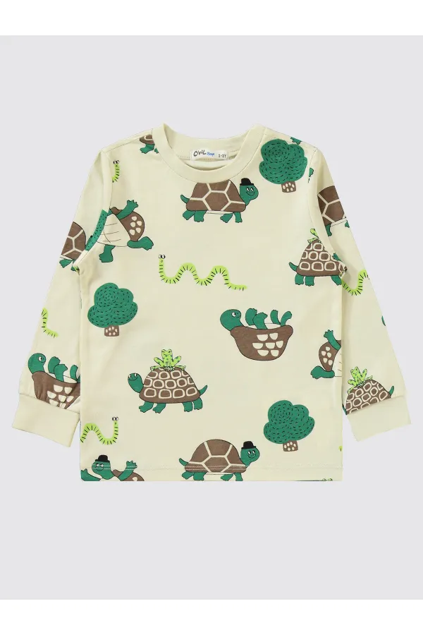 Erkek Çocuk Pijama Takımı 2-5 Yaş Taş Rengi - Paket