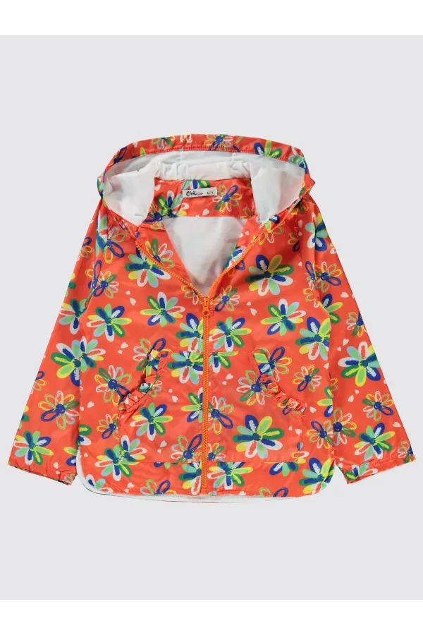 Kız Çocuk Yağmurluk 6-9 Yaş Oranj - Paket
