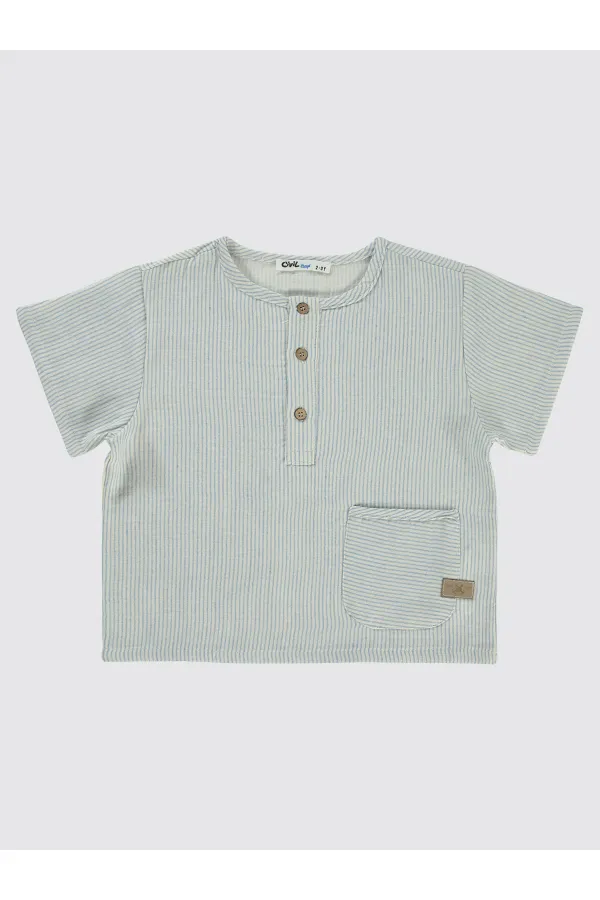 Chemise garçon bleue 2-5 ans - Emballage