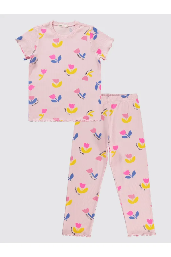 Kız Çocuk Pijama Takımı 6-9 Yaş Gül Pembe - Paket