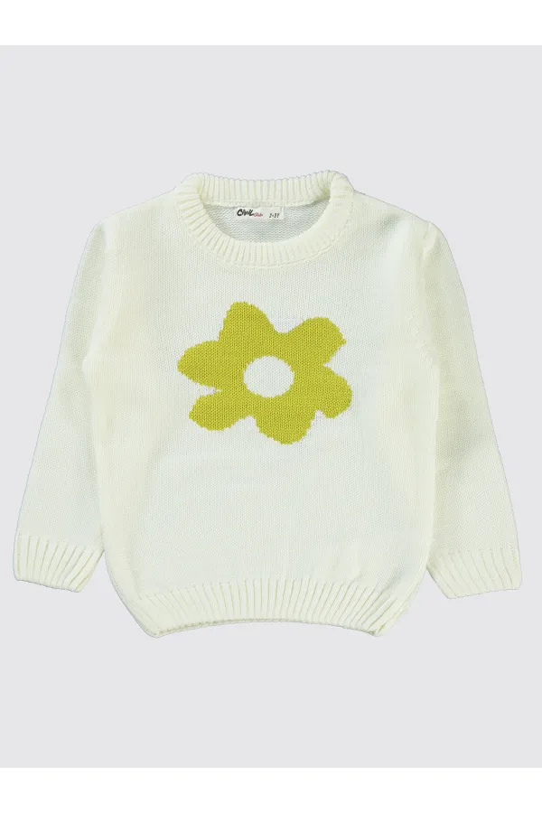 Girl's Sweater 2-5 Years Old Ecru-Green - Package