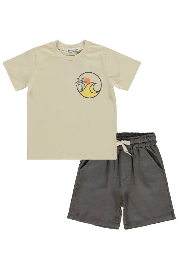 Erkek Çocuk Takım 2-5 Yaş Sütlükahve - Paket