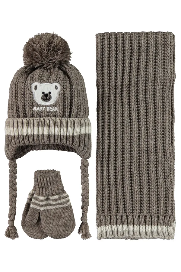Ensemble écharpe, bonnet et gants bébé en vison 0-24 mois - Emballage