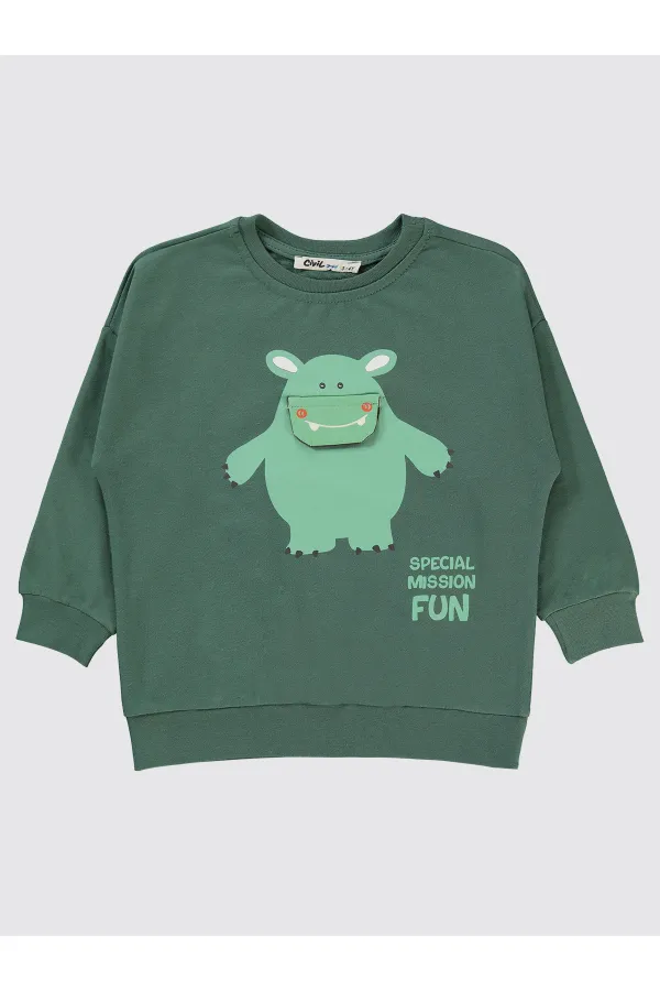Erkek Çocuk Sweatshirt 2-5 Yaş Soft Haki - Paket