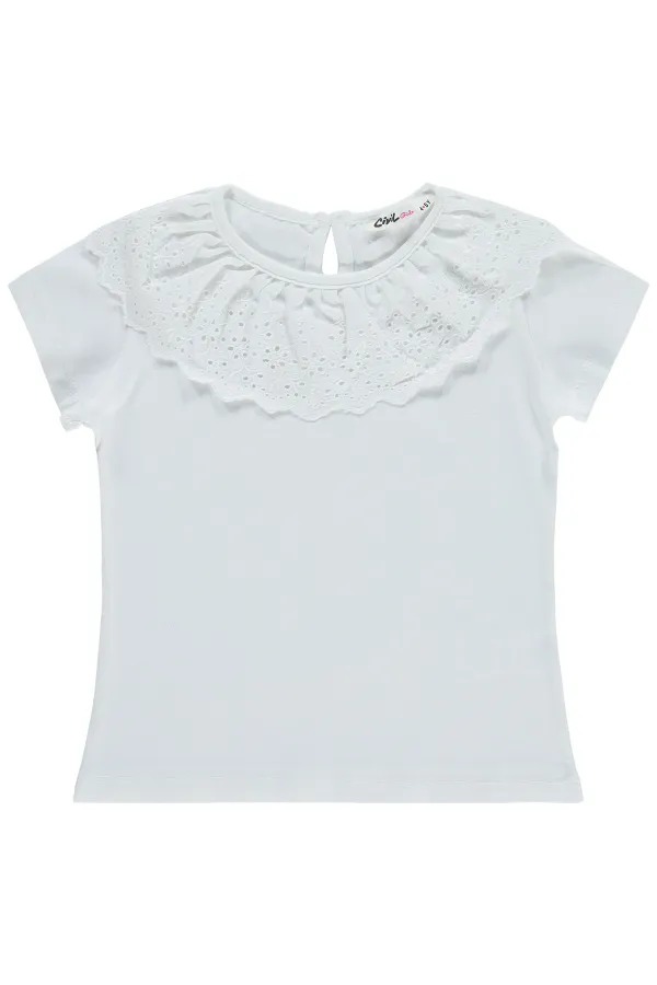 T-shirt fille, 6-9 ans, blanc cassé - Emballage