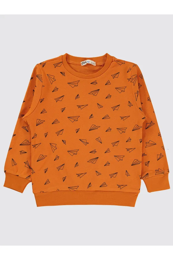 Erkek Çocuk Sweatshirt 2-5 Yaş Koyu Oranj - Paket