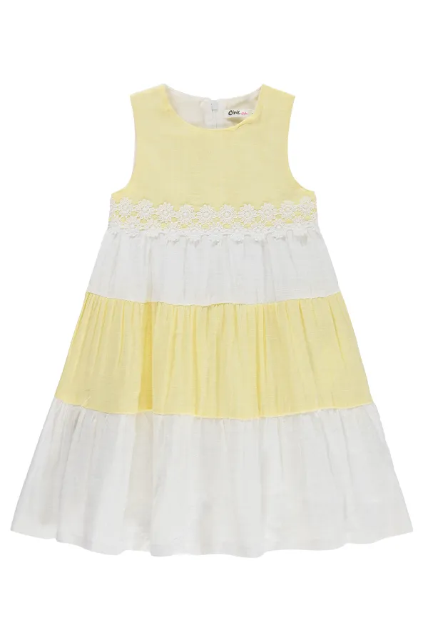 Combinaison et robe pour filles, 6-9 ans, jaune et blanc - Emballage