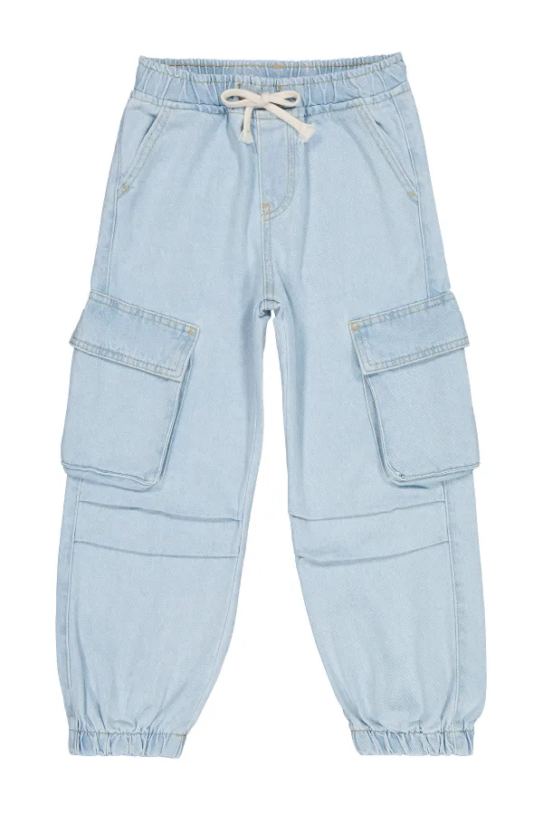 Kız Çocuk Pantolon 6-9 Yaş Buz Mavi - Paket