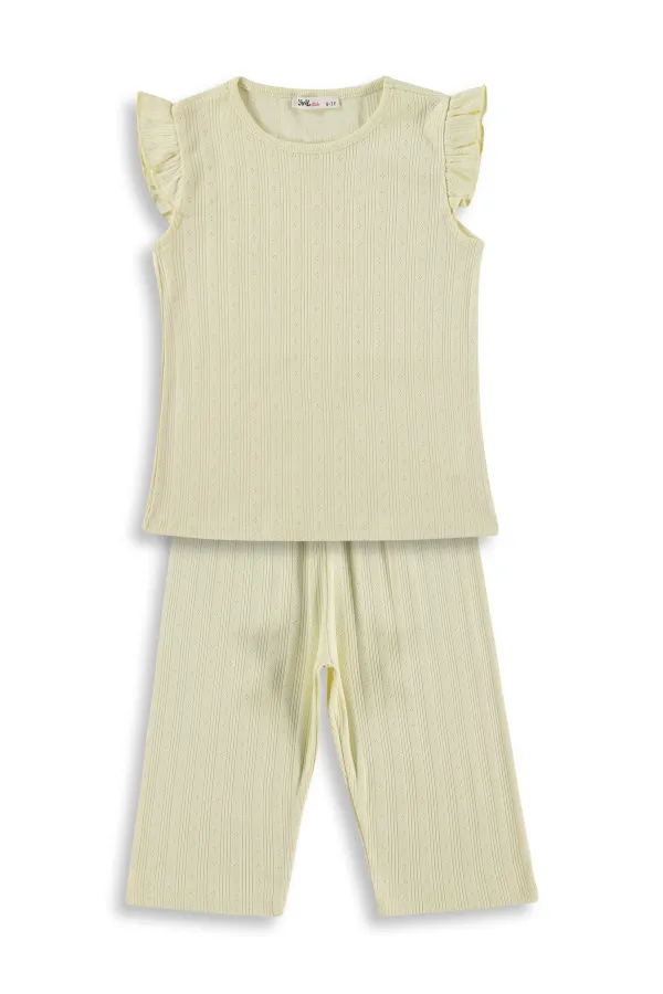 Kız Çocuk Pijama Takımı 6-9 Yaş Sarı - Paket