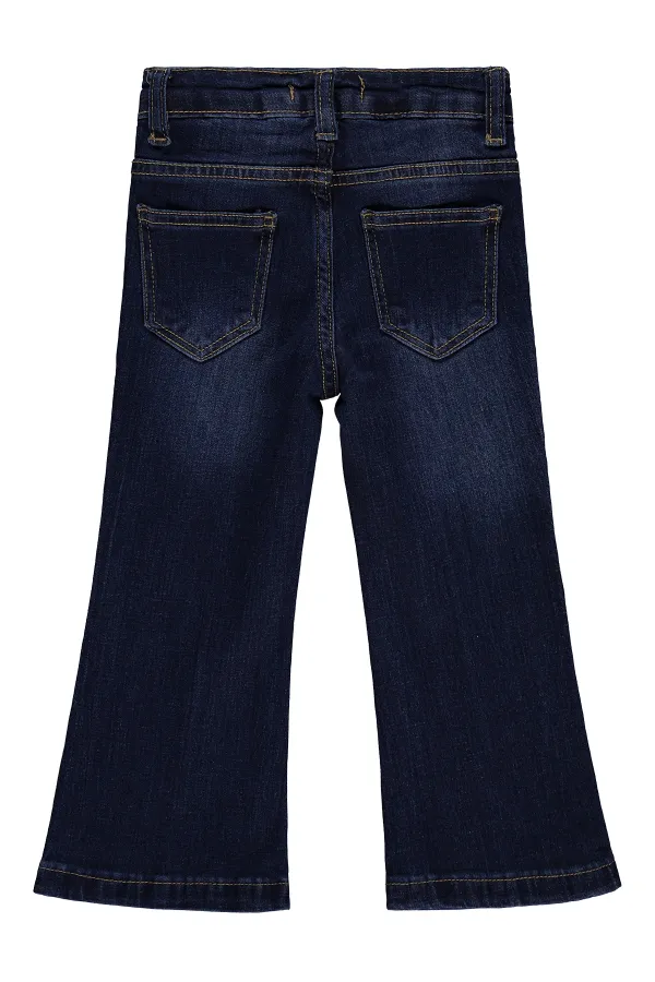 Girls' Denim Trousers, Ages 2-5, Dark Blue - Pack
