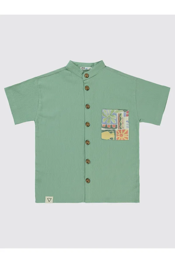 Erkek Çocuk Gömlek 6-9 Yaş Yeşil - Paket