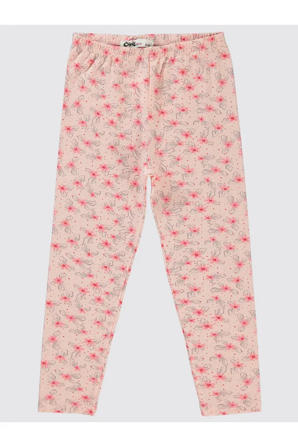 Leggings pour filles de 6 à 9 ans, couleur saumon - Emballage