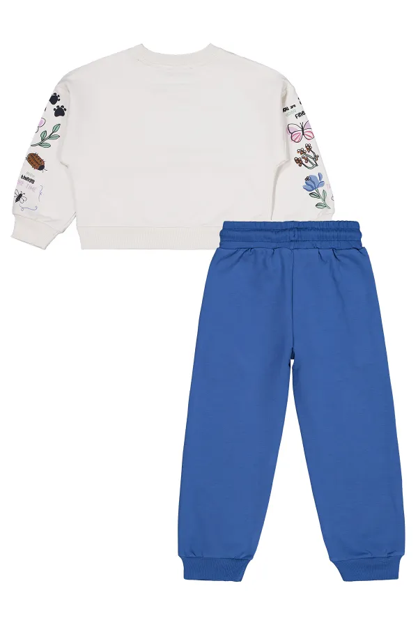 Ensemble de survêtement pour fille de 2 à 5 ans, écru-pétrole - Emballage