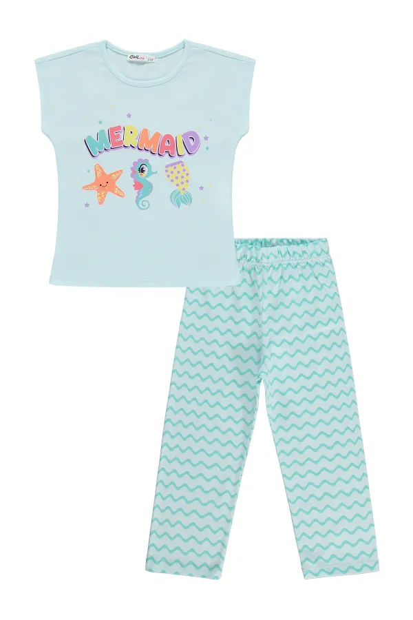 Ensemble pyjama fille 2-5 ans, vert menthe clair - Emballage
