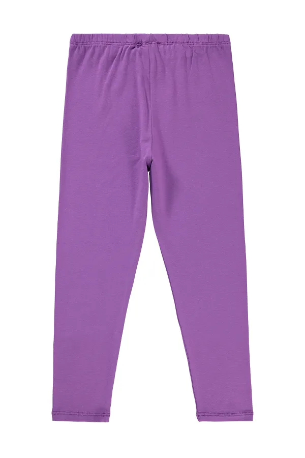 Kız Çocuk Tayt 6-9 Yaş Mor Girdap - Paket