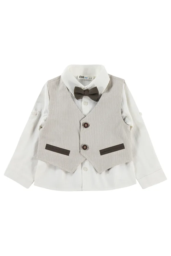 Boys' Shirt, Ages 2-5, Beige - Pack