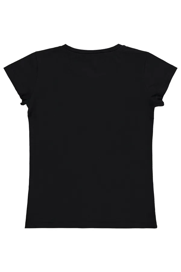 T-shirt noir pour fille Km 10-13 ans - Emballage