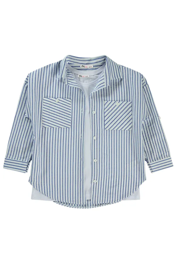 T-shirt bleu pour fille de 6 à 9 ans - Emballage