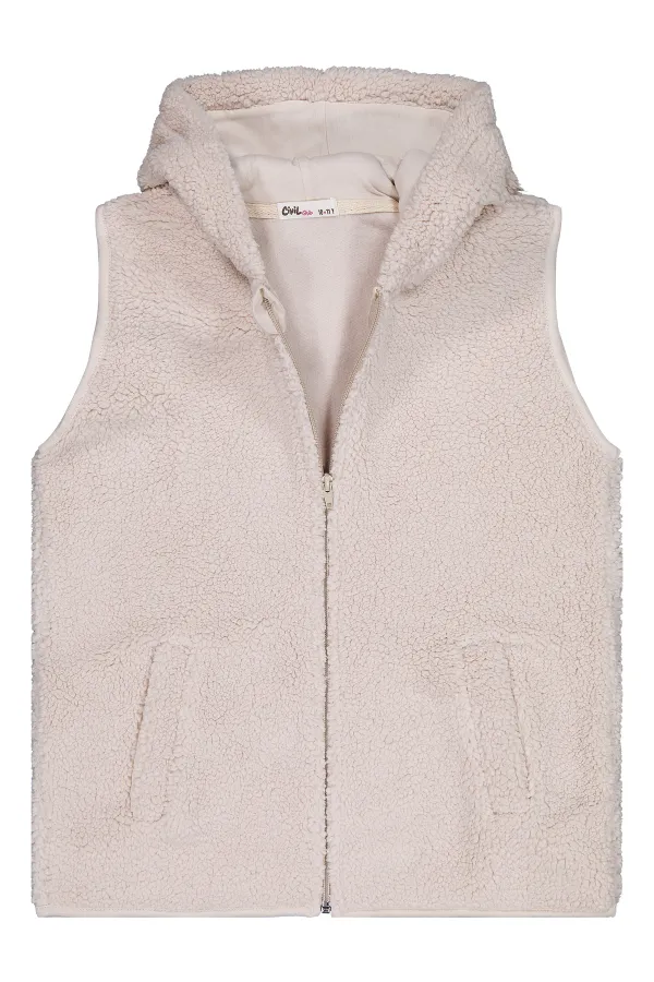 Gilet pour fille 10-13 ans, couleur pierre - Emballage