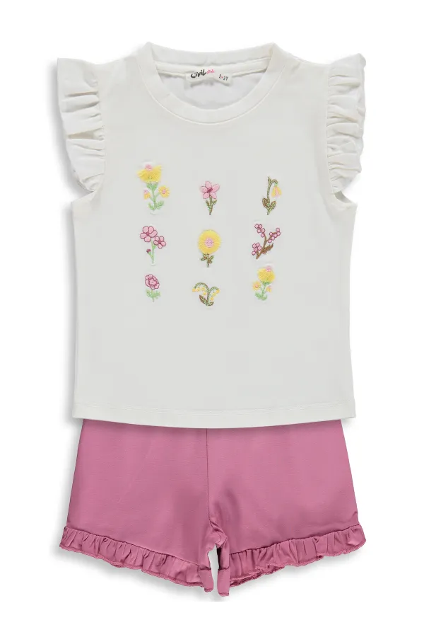 Kız Çocuk Takım 2-5 Yaş Ekru-Soft Pembe - Paket