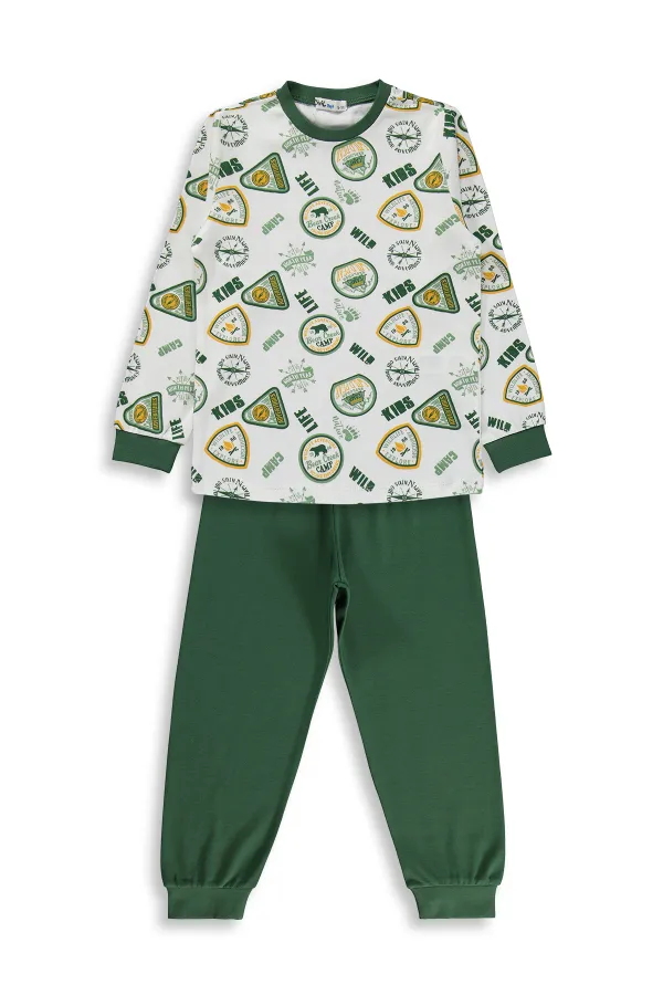 Ensemble pyjama garçon, 10-13 ans, vert tendre - Emballage