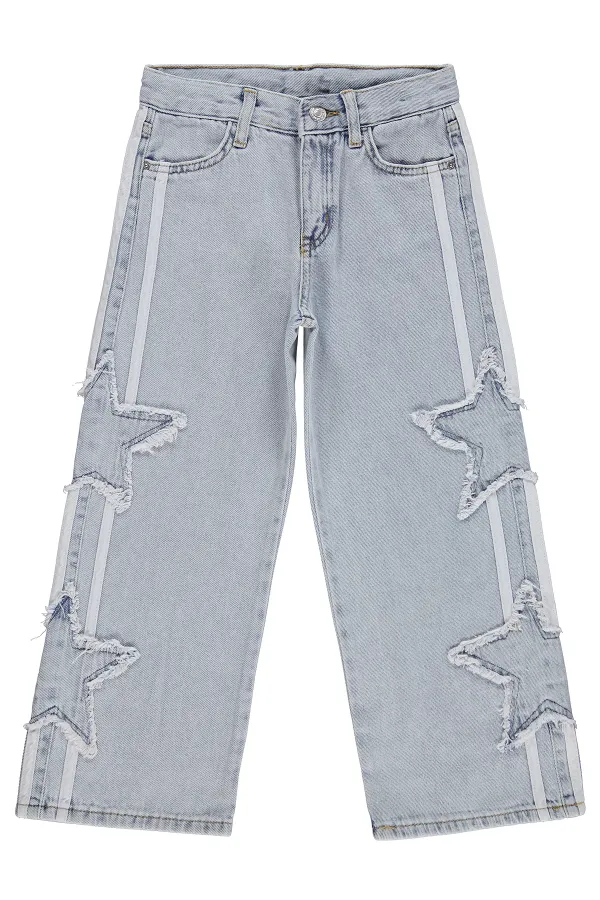 Kız Çocuk Pantolon Kot 6-9 Yaş Buz Mavi - Paket