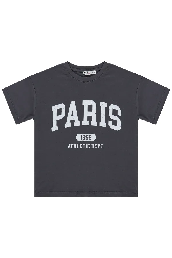 Girls' T-shirt, Ages 6-9, Anthracite - Pack Girls' T-shirt, Ages 6-9, Anthracite - Pack